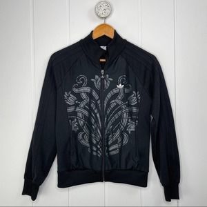 Adidas Black Track Jacket W/ Flower Design